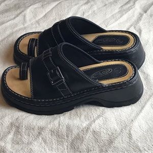 Y2K VTG Lower East Side Black Chunky Platform Sandals Size 9